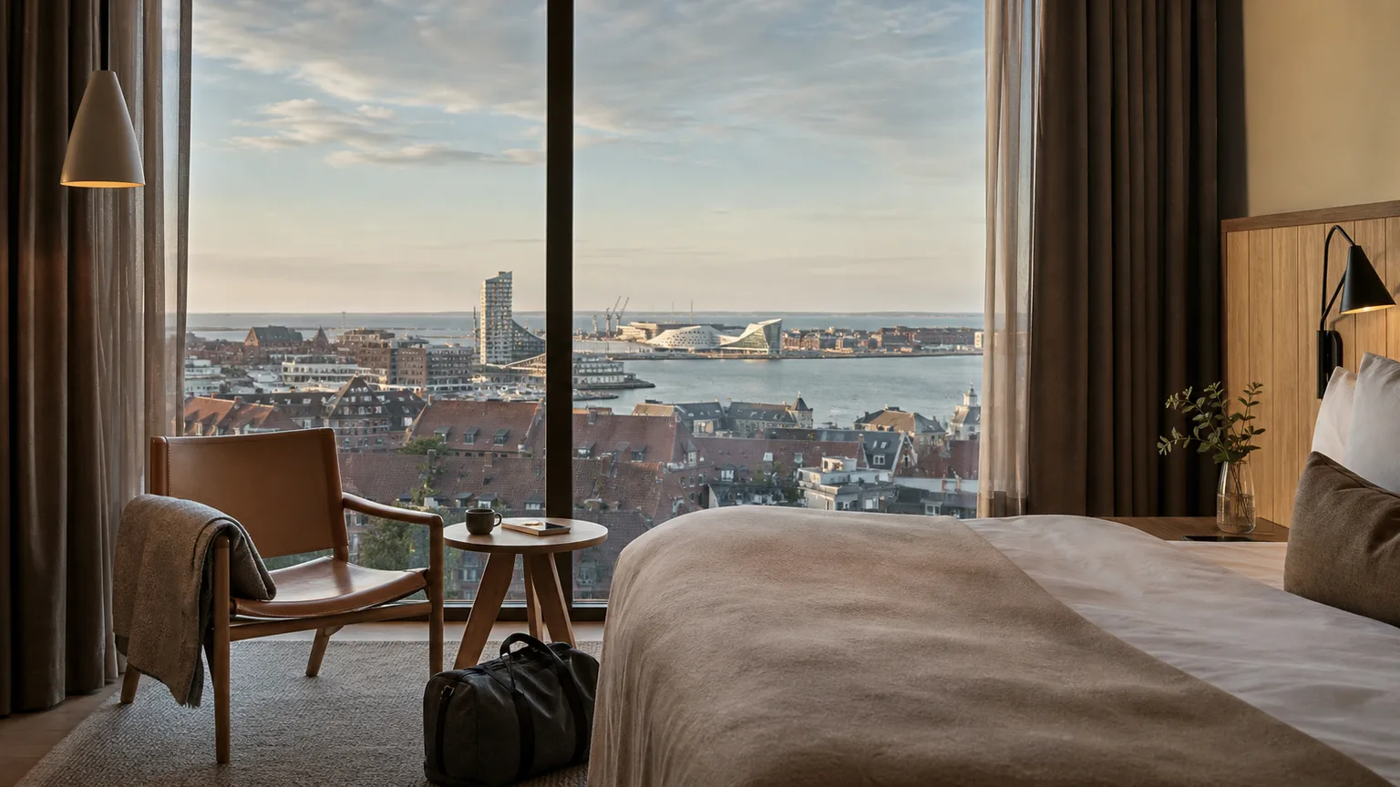Aarhus by med udsigt til ARoS og hotelværelse