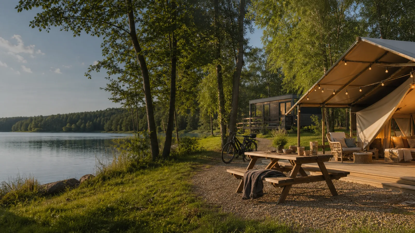 Gardasøen med byer, vand og bjerglandskab tæt på populære campingområder